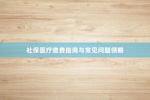 社保医疗缴费指南与常见问题领略